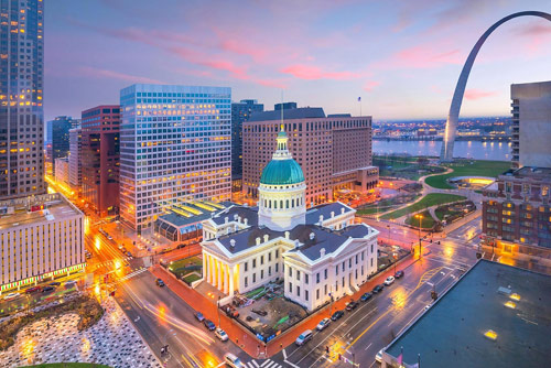 An aerial shot of Saint Louis